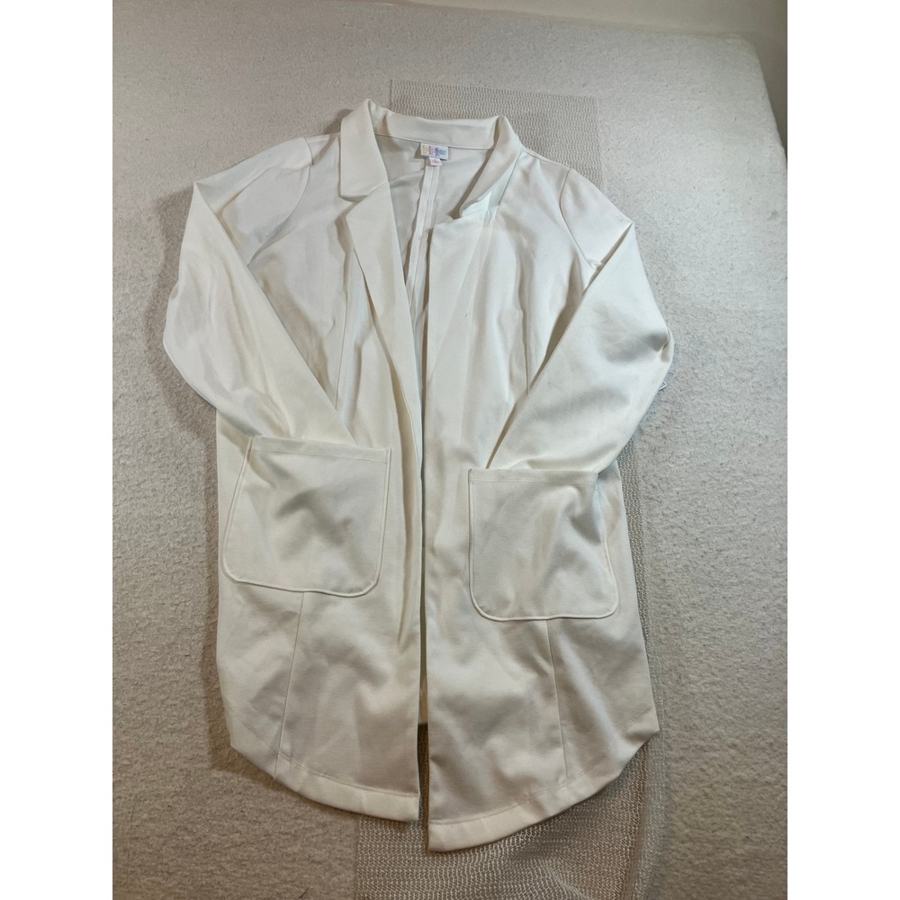 LuLaRoe Elizabeth Blazer Jacket Womens Small White Open Front Knit Cardigan Soft